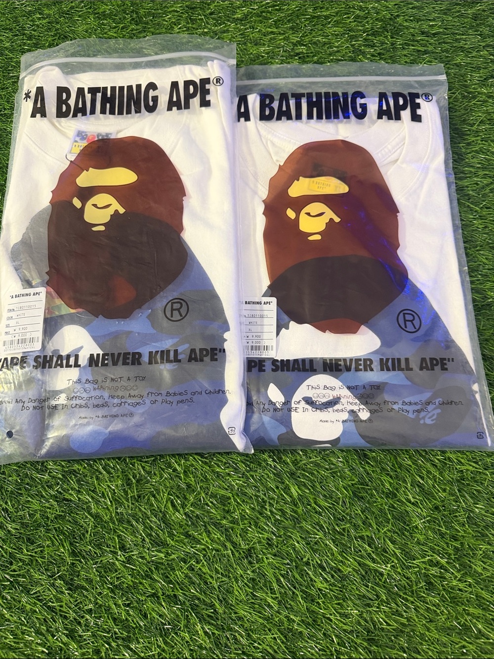 White blue bape Graphic Tee - White